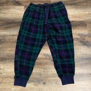 Old Navy Adult Plaid Pajama Bottoms - Green, Navy and Red.